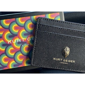 Kurt Geiger London Kensington Black Leather Card Holder NWT